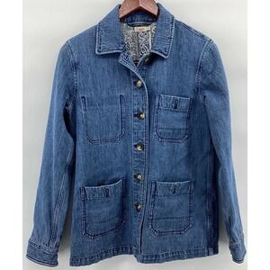 Faherty Studio Blue Denim Button Chore Jacket S Small